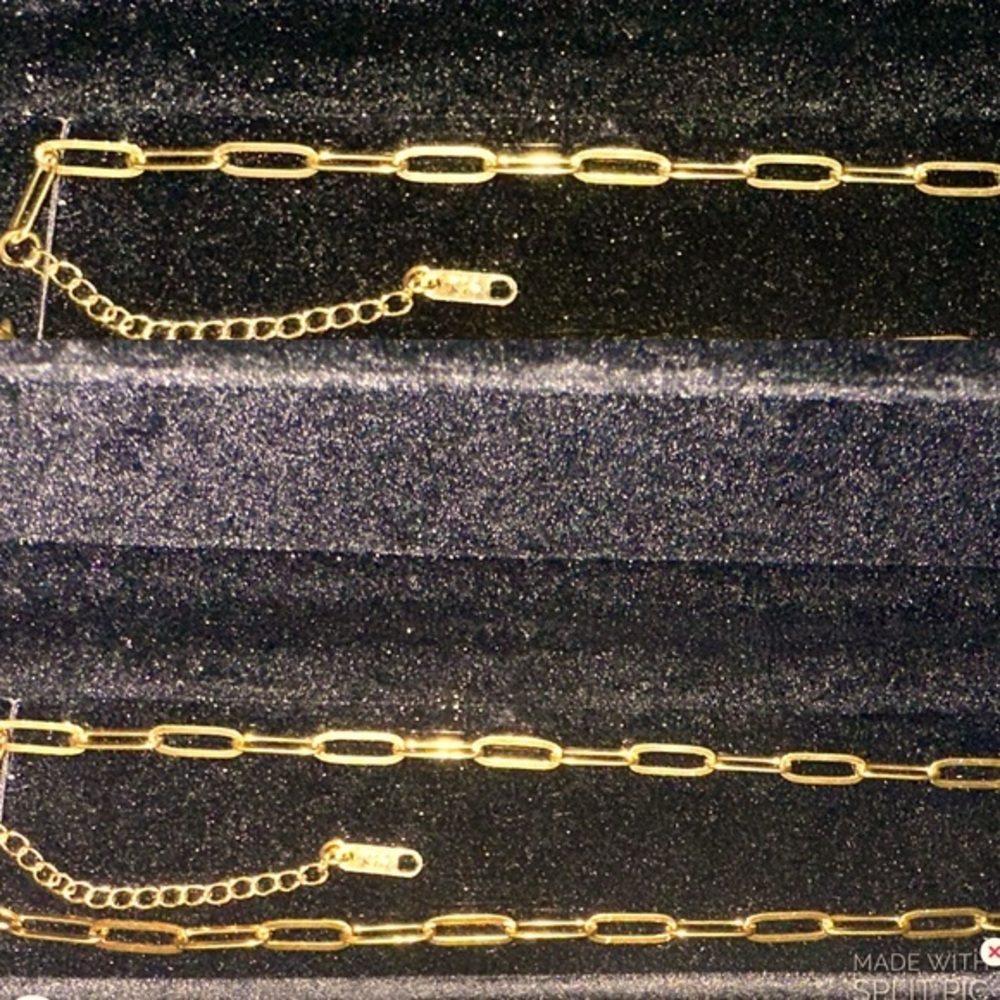 14k Gold filled Paperclip Necklace choker bracelet set